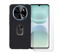 BMPNLSZ Coque pour Oscal Tiger 8 + Noir Anneau de Support Rotatif Amovible à 360 degrés, Noir Silicone TPU Cover Bumper Housse Étui Case + [2 pièces] Verre trempé écran.