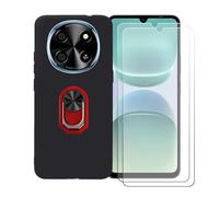 BMPNLSZ Coque pour Oscal Tiger 8 + Rouge Anneau de Support Rotatif Amovible à 360 degrés, Noir Silicone TPU Cover Bumper Housse Étui Case + [2 pièces] Verre trempé écran.