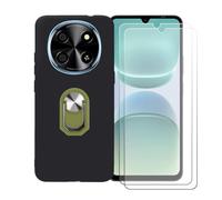 BMPNLSZ Coque pour Oscal Tiger 8 + Vert Anneau de Support Rotatif Amovible à 360 degrés, Noir Silicone TPU Cover Bumper Housse Étui Case + [2 pièces] Verre trempé écran.