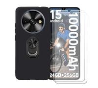 BMPNLSZ Coque pour Oukitel C59 Pro + Noir Anneau de Support Rotatif Amovible à 360 degrés, Noir Silicone TPU Cover Bumper Housse Étui Case + [2 pièces] Verre trempé écran.