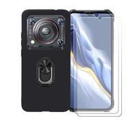 BMPNLSZ Coque pour Oukitel WP36 Pro + Noir Anneau de Support Rotatif Amovible à 360 degrés, Noir Silicone TPU Cover Bumper Housse Étui Case + [2 pièces] Verre trempé écran.