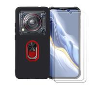 BMPNLSZ Coque pour Oukitel WP36 Pro + Rouge Anneau de Support Rotatif Amovible à 360 degrés, Noir Silicone TPU Cover Bumper Housse Étui Case + [2 pièces] Verre trempé écran.