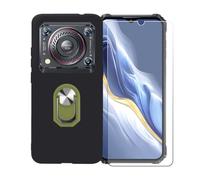 BMPNLSZ Coque pour Oukitel WP36 Pro + Vert Anneau de Support Rotatif Amovible à 360 degrés, Noir Silicone TPU Cover Bumper Housse Étui Case + HD Film Protecteur.