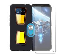 BMPNLSZ Coque pour Oukitel WP58 Pro + Bleu Anneau de Support Rotatif Amovible à 360 degrés, Noir Silicone TPU Cover Bumper Housse Étui Case + [2 pièces] Verre trempé écran.