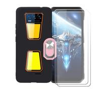 BMPNLSZ Coque pour Oukitel WP58 Pro + Couleur Rose Anneau de Support Rotatif Amovible à 360 degrés, Noir Silicone TPU Cover Bumper Housse Étui Case + [2 pièces] Verre trempé écran.