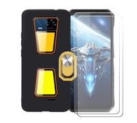 BMPNLSZ Coque pour Oukitel WP58 Pro + Jaune Anneau de Support Rotatif Amovible à 360 degrés, Noir Silicone TPU Cover Bumper Housse Étui Case + [2 pièces] Verre trempé écran.