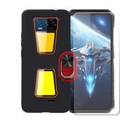 BMPNLSZ Coque pour Oukitel WP58 Pro + Rouge Anneau de Support Rotatif Amovible à 360 degrés, Noir Silicone TPU Cover Bumper Housse Étui Case + HD Film Protecteur.