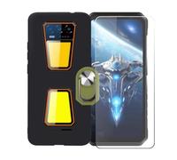 BMPNLSZ Coque pour Oukitel WP58 Pro + Vert Anneau de Support Rotatif Amovible à 360 degrés, Noir Silicone TPU Cover Bumper Housse Étui Case + HD Film Protecteur.