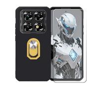 BMPNLSZ Coque pour Oukitel WP60 + Jaune Anneau de Support Rotatif Amovible à 360 degrés, Noir Silicone TPU Cover Bumper Housse Étui Case + HD Film Protecteur.