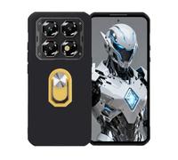 BMPNLSZ Coque pour Oukitel WP60 + Jaune Anneau de Support Rotatif Amovible à 360 degrés, Noir Silicone TPU Cover, Bumper Anti-Choc Etui Housse de Protection Case.