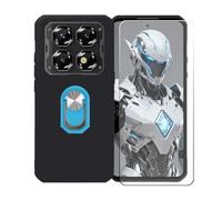 BMPNLSZ Coque pour Oukitel WP60 Pro + Bleu Anneau de Support Rotatif Amovible à 360 degrés, Noir Silicone TPU Cover Bumper Housse Étui Case + HD Film Protecteur.