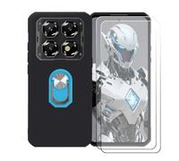 BMPNLSZ Coque pour Oukitel WP60 Pro + Bleu Anneau de Support Rotatif Amovible à 360 degrés, Noir Silicone TPU Cover Bumper Housse Étui Case + [2 pièces] Verre trempé écran.