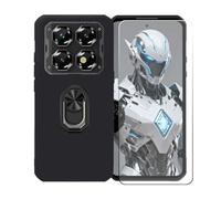 BMPNLSZ Coque pour Oukitel WP60 Pro + Noir Anneau de Support Rotatif Amovible à 360 degrés, Noir Silicone TPU Cover Bumper Housse Étui Case + HD Film Protecteur.