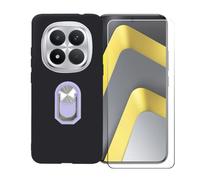 BMPNLSZ Coque pour Poco M8 Pro 5G + Violet Anneau de Support Rotatif Amovible à 360 degrés, Noir Silicone TPU Cover Bumper Housse Étui Case + HD Film Protecteur.
