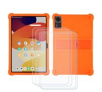 BMPNLSZ Coque pour TABWEE T60+4 Protecteur d'écran-Orange | Silicone TPU Cover Souple Avec Support Réglable Bumper Housse Étui Case + 4 Film Protecteur Verre trempé écran (12,2")