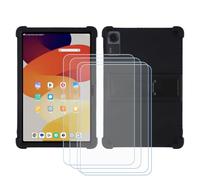 BMPNLSZ Coque pour TCL Tab 10L Gen4 8486A, Silicone TPU Cover Souple Cristal Bumper Housse Étui Case + 4 Film Protecteur Verre trempé écran (10,1") - Noir