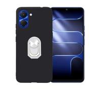 BMPNLSZ Coque pour Tecno Spark Go3 + Blanc Anneau de Support Rotatif Amovible à 360 degrés, Noir Silicone TPU Cover, Bumper Anti-Choc Etui Housse de Protection Case.