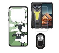 BMPNLSZ Coque pour Ulefone Armor 34+ (6,95"), Silicone Cover Housse Étui + Film Protecteur Verre trempé écran + Noir Anneau de Support Rotatif Amovible à 360 Degrés - WZ23