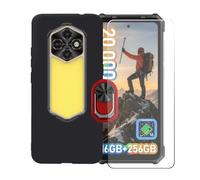 BMPNLSZ Coque pour Ulefone RugKing 5 Pro + Rouge Anneau de Support Rotatif Amovible à 360 degrés, Noir Silicone TPU Cover Bumper Housse Étui Case + HD Film Protecteur.