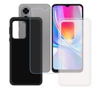 BMPNLSZ Coque pour ZTE Blade A35E, Noir + Translucide Silicone Cover Bumper Housse Étui Case + HD Film Protecteur Verre trempé écran pour (6,6").