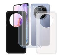BMPNLSZ Coque pour ZTE Blade V70 Max, Noir + Translucide Silicone Cover Bumper Housse Étui Case + [4 pièces] HD Film Protecteur Verre trempé écran pour (6,9").