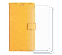BMPNLSZ Cuir Etui pour Oppo A6S 4G + 3Verre trempé- Jaune-HZFM