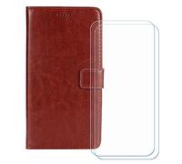 BMPNLSZ Cuir Etui pour Oscal Pilot 5 + 2Verre trempé- Brown-HZFM