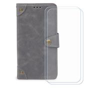 BMPNLSZ Cuir Etui pour Oscal Pilot 5 + 2Verre trempé- Gris-HZLD