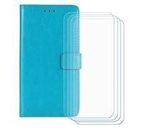 BMPNLSZ PU Cuir Etui pour Blackview BV7300 + [4 pièces] Verre trempé, HD Anti Rayures Film Protection écran - Fermeture Pliant Coque Cover Housse de Protection pour (6,67") - TBleu-HZFM
