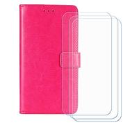 BMPNLSZ PU Cuir Etui pour Doogee Blade GT Pro + [3 pièces] Verre trempé, HD Anti Rayures Film Protection écran - Fermeture Pliant Coque Cover Housse de Protection pour (6,72") - Rose-HZFM