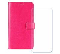 BMPNLSZ PU Cuir Etui pour Doogee S300 Plus + Verre trempé, HD Anti Rayures Film Protection écran - Fermeture Pliant Coque Cover Housse de Protection pour (6,78") - Rose-HZFM