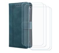 BMPNLSZ PU Cuir Etui pour Emporia Smart.7 Lite + [4 pièces] Verre trempé, HD Anti Rayures Film Protection écran - Fermeture Pliant Coque Cover Housse de Protection pour (5,45") - Bleu-XHDFG