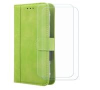 BMPNLSZ PU Cuir Etui pour Emporia Smart 7 Mini + [2 pièces] Verre trempé, HD Anti Rayures Film Protection écran - Fermeture Pliant Coque Cover Housse de Protection pour (5,45") - Vert-XHDFG