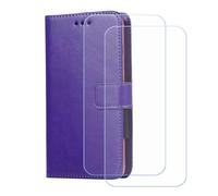 BMPNLSZ PU Cuir Etui pour Emporia Smart 7 Mini + [2 pièces] Verre trempé, HD Anti Rayures Film Protection écran - Fermeture Pliant Coque Cover Housse de Protection pour (5,45") - Violet-XHDSXT