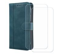 BMPNLSZ PU Cuir Etui pour Emporia Smart ME 7 + [2 pièces] Verre trempé, HD Anti Rayures Film Protection écran - Fermeture Pliant Coque Cover Housse de Protection pour (5,45") - Bleu-XHDFG