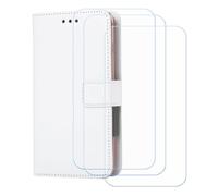 BMPNLSZ PU Cuir Etui pour Emporia Smart ME 7 + [3 pièces] Verre trempé, HD Anti Rayures Film Protection écran - Fermeture Pliant Coque Cover Housse de Protection pour (5,45") - Blanc-XHDSXT