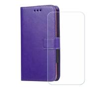BMPNLSZ PU Cuir Etui pour Mudita Kompakt + Verre trempé, HD Anti Rayures Film Protection écran - Fermeture Pliant Coque Cover Housse de Protection pour (4,3") - Violet-XHDSXT