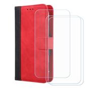 BMPNLSZ PU Cuir Etui pour myPhone N23 Lite + [3 pièces] Verre trempé, HD Anti Rayures Film Protection écran - Fermeture Pliant Coque Cover Housse de Protection pour (6,51") - Rouge-XHDFG