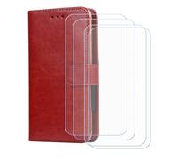 BMPNLSZ PU Cuir Etui pour myPhone N23 Lite + [4 pièces] Verre trempé, HD Anti Rayures Film Protection écran - Fermeture Pliant Coque Cover Housse de Protection pour (6,51") - Brown-XHDSXT