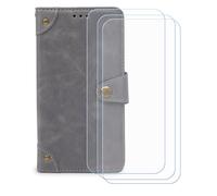BMPNLSZ PU Cuir Etui pour Oukitel G2 + [4 pièces] Verre trempé, HD Anti Rayures Film Protection écran - Fermeture Pliant Coque Cover Housse de Protection pour (6,0") - Gris-HZLD