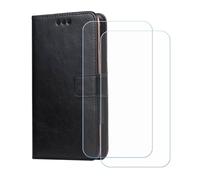 BMPNLSZ PU Cuir Etui pour SPC Zeus 4G Pro + [2 pièces] Verre trempé, HD Anti Rayures Film Protection écran - Fermeture Pliant Coque Cover Housse de Protection pour (5,5") - Noir-XHDSXT