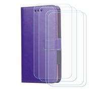 BMPNLSZ PU Cuir Etui pour TCL K33 5G + [4 pièces] Verre trempé, HD Anti Rayures Film Protection écran - Fermeture Pliant Coque Cover Housse de Protection pour (6,75") - Violet-XHDSXT