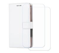 BMPNLSZ PU Cuir Etui pour Tecno Spark Go 2 + [2 pièces] Verre trempé, HD Anti Rayures Film Protection écran - Fermeture Pliant Coque Cover Housse de Protection pour (6,67") - Blanc-XHDSXT