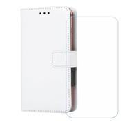 BMPNLSZ PU Cuir Etui pour Tecno Spark Go 2 + Verre trempé, HD Anti Rayures Film Protection écran - Fermeture Pliant Coque Cover Housse de Protection pour (6,67") - Blanc-XHDSXT