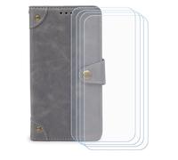BMPNLSZ PU Cuir Etui pour Ulefone Rugking 5 Pro + [4 pièces] Verre trempé, HD Anti Rayures Film Protection écran - Fermeture Pliant Coque Cover Housse de Protection pour (6,78") - Gris-HZLD