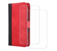 BMPNLSZ PU Cuir Etui pour ZFSMHXH X24 Ultra + [2 pièces] Verre trempé, HD Anti Rayures Film Protection écran - Fermeture Pliant Coque Cover Housse de Protection pour (6,8") - Rouge-XHDFG
