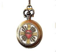 BMRYKCB Jésus Christ Sacré Cœur Montre de poche Collier Médaille Catholique Bijoux religieux Chrétiens Bijoux Art Photo Bijoux, bronze