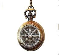 BMRYKCB Montre gousset en forme de roue du Dharma - Bijoux bouddhistes - Mandala - Géométrie sacrée - Méditation - Bijoux d'art, bronze