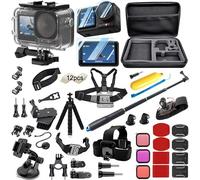 BMUUPY Kit d'accessoires pour DJI osmo Action 5 Pro Action 4/3 noir, étui étanche, boîtier étanche, accessoires de plongée avec tuba, support de vélo, perche à selfie, sangle de tête pour Action 5Pro
