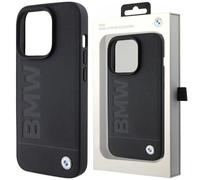 BMW Apple iPhone 15 Pro Max Housse de protection en cuir Hot Stamp noir